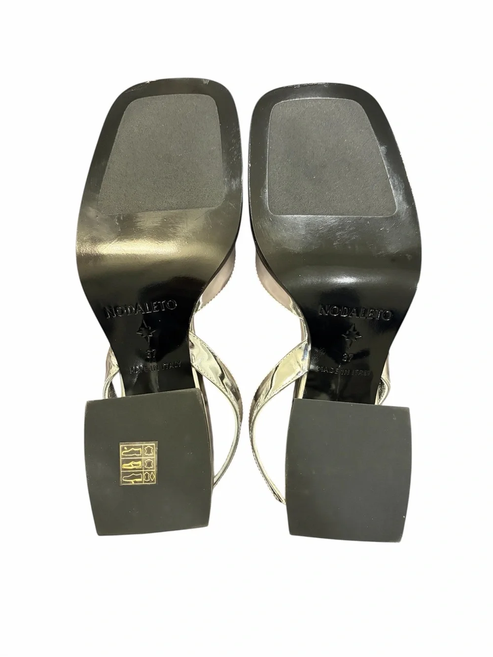 NWOT: Nodaleto Bulla Jones 45MM Slingbacks, Metallic Silver, Size EU 37/US 7